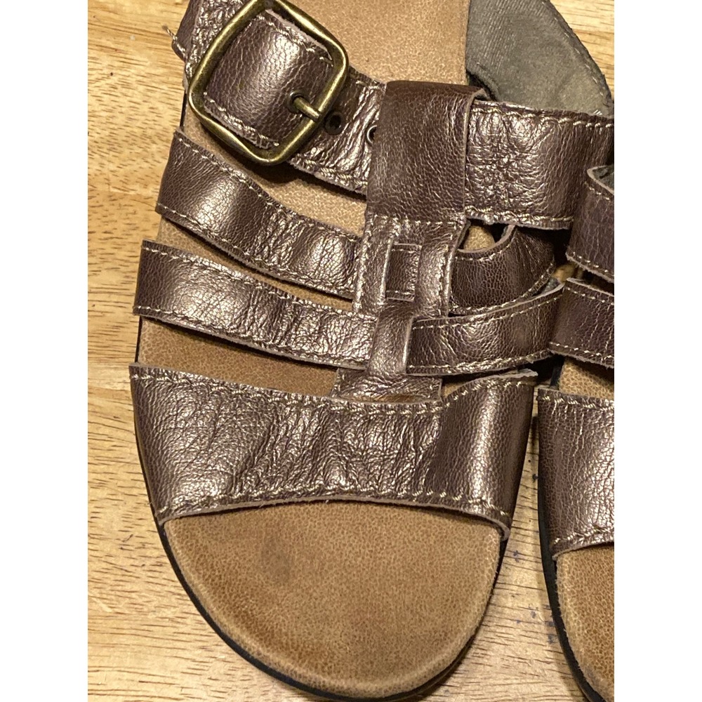 Clarks Collection Metallic Bronze Leather Strappy Wedge Slide Sandals Womens 8.5 - Picture 2 of 8